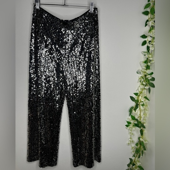 Anthropologie The Colette Cropped Wide-Leg Sequin Pants - Picture 3 of 13